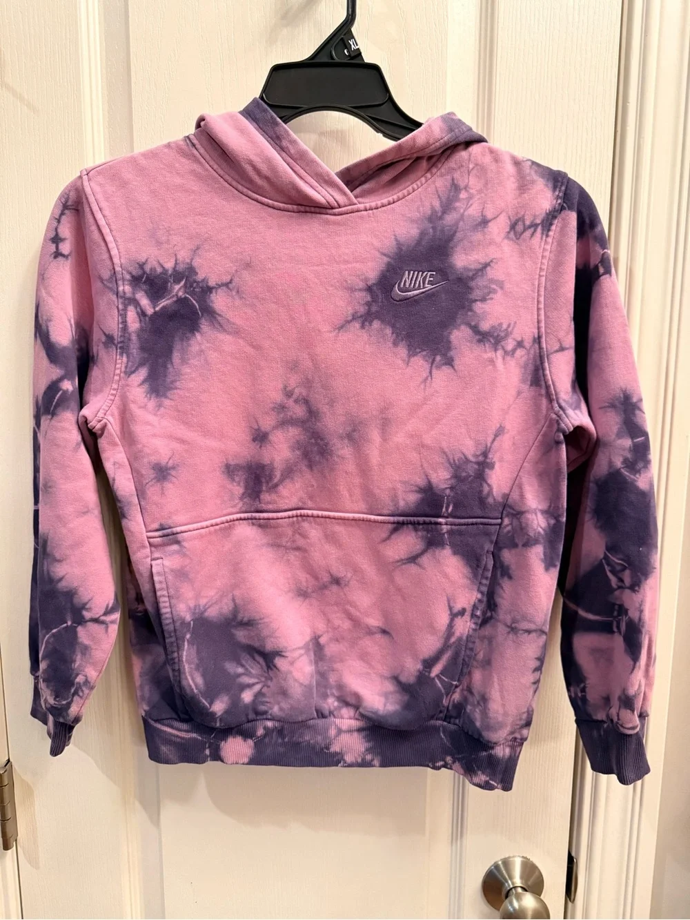 Nike Pink and Purple Tie-Dye Pullover Hoodie. Girls size Large